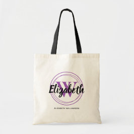 Bolsa Tote Lindo Nome de Letra Inicial com Monograma Roxo