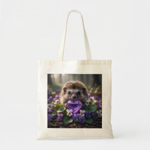 Bolsa Tote Lindo ouriço de fevereiro com coração de ametista