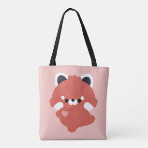 Bolsa Tote Lindo Panda Vermelho do Amor