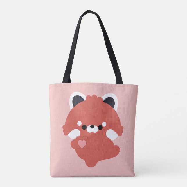 Bolsa Tote Lindo Panda Vermelho do Amor (Verso)