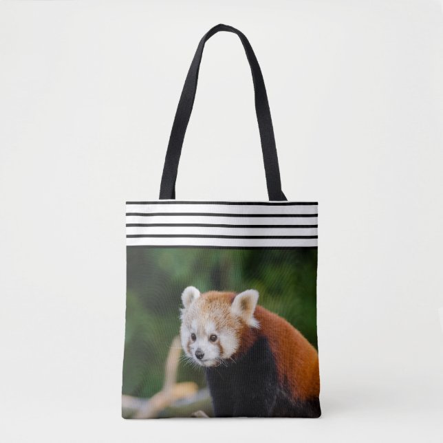 Bolsa Tote Lindo Panda Vermelho Listrado (Frente)