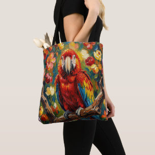 Bolsa Tote Lindo Papagaio Arara em Impasto 