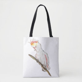 Bolsa Tote Lindo papagaio cacatua em aquarela desenho à mão