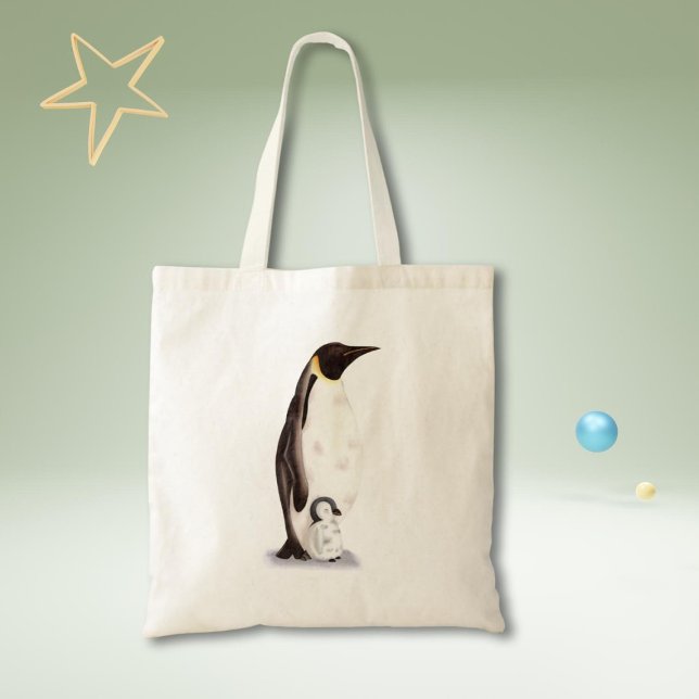 Bolsa Tote Lindo pinguim-imperador e compras de bebê (Criador carregado)