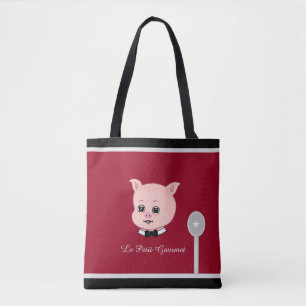 Bolsa Tote Lindo Porquinho no Vermelho Borgonha e Preto