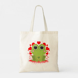 Bolsa Tote Lindo Saco de Rã Kawaii Corações XOXO Todos os Dia