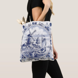 Bolsa Tote Lindo Sailboat de Moínho de Vento Holandês Vintage
