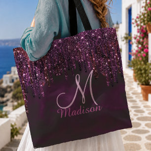 Bolsa Tote Lindo Unicórnio Rosa Vermelho com Monograma e Ping