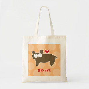 Bolsa Tote Lindo Urso Marrom de Desenho Animado Amor Diversão