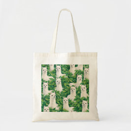Bolsa Tote Lindos Alpacas Brancos em Folhas Verdes Tropicais