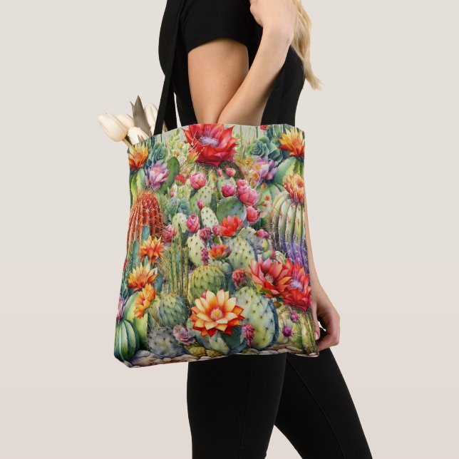 Bolsa Tote Lindos Cactos Flores (Close Up)