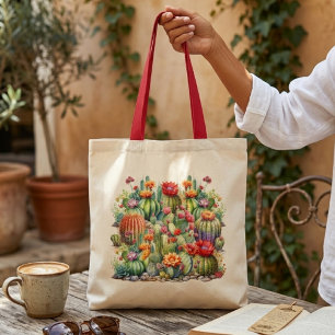 Bolsa Tote Lindos Cactos Flores