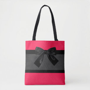 Bolsa Tote Lindos Pontos Vermelhos Elegantes de Menina - Laço