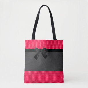 Bolsa Tote Lindos Pontos Vermelhos Elegantes de Menina - Laço
