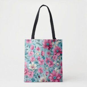 Bolsa Tote Lindos Vetores Flores Florais Sem Olhos Padrão