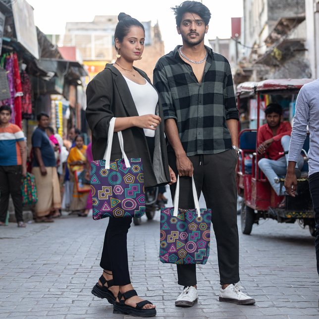 Bolsa Tote linearidades geológicas coloridas (Criador carregado)