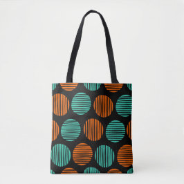 Bolsa Tote Lined Spots 190917 - Orange and Aqua on Black