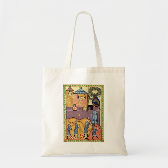 Bolsa Tote Lingando Rochas, Codex Manesse do século 14 (Frente)