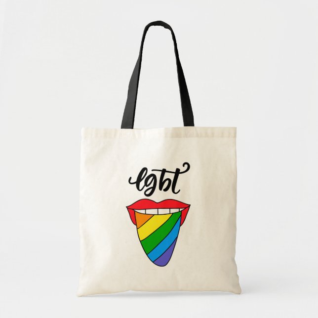 Bolsa Tote Língua arco-íris LGBT (Frente)