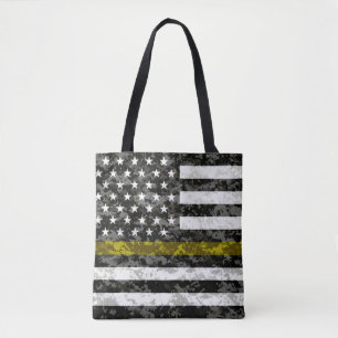 Bolsa Tote Linha amarela fina bandeira de Camo