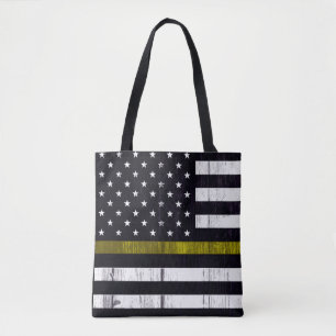 Bolsa Tote Linha amarela fina gasta bandeira do expedidor