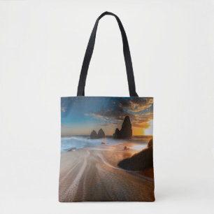 Bolsa Tote Linha Costeira Ao Sunset Norte California