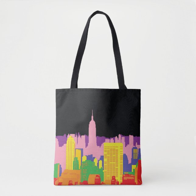 Bolsa Tote Linha Cria Urbana: Decoração do Arco-Íris Noturno. (Frente)