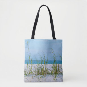 Bolsa Tote Linha De Aveia Marítima Na Areia Branca