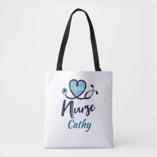 Bolsa Tote Linha de Vida Fofa Enfermeira Coração Azul Persona