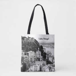 Bolsa Tote Linha do Céu Negro e Branco de Lisboa Portugal