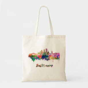 Bolsa Tote Linha do horizonte Baltimore V2 em aquarela