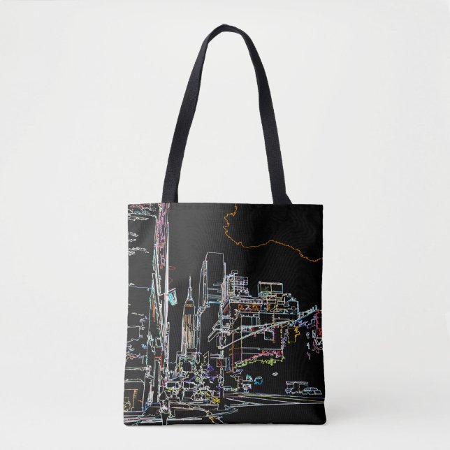 Bolsa Tote Linha do horizonte colorida em Manhattan (Frente)