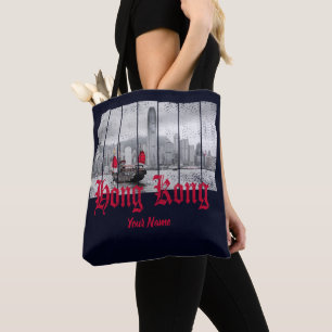 Bolsa Tote Linha do horizonte de Hong Kong vintage china souv