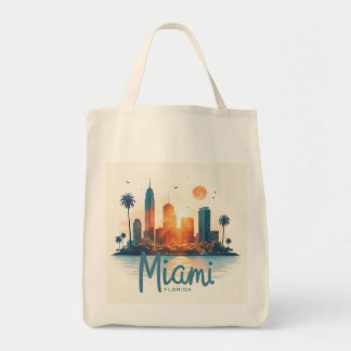 Bolsa Tote Linha do horizonte de Miami City Florida