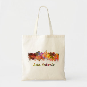 Bolsa Tote Linha do horizonte de San Antonio na aquarela
