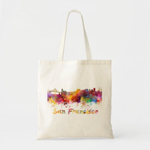 Bolsa Tote Linha do horizonte de São Francisco em aquarela