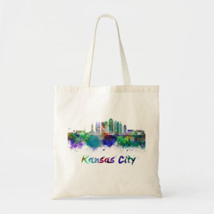 Bolsa Tote Linha do horizonte V2 de Kansas City em aquarela