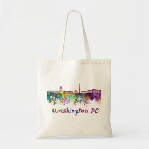 Bolsa Tote Linha do horizonte Washington DC em aquarela