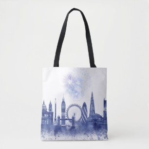 Bolsa Tote Linha do horizonte - Watercolor Blue