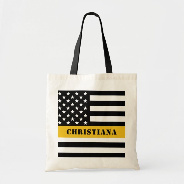 Bolsa Tote Linha Dourada Thin de Sinalizador 911 do Dispatche (Frente)