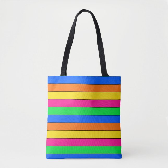 BOLSA TOTE LINHA VERDE AZUL AZUL AMARELA BRILHANTE PINTA FLUO (Frente)