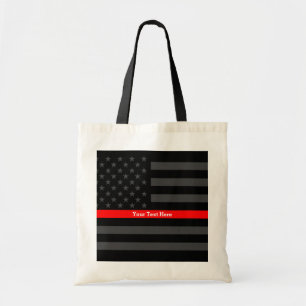 Bolsa Tote Linha vermelha fina elegante bandeira preta