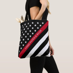 Bolsa Tote Linha vermelha fina monograma da bandeira