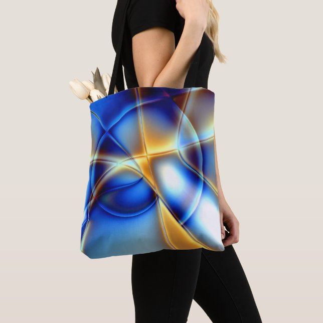Bolsa Tote Linhas azuis e amarelas e de caracol lanuis (Close Up)