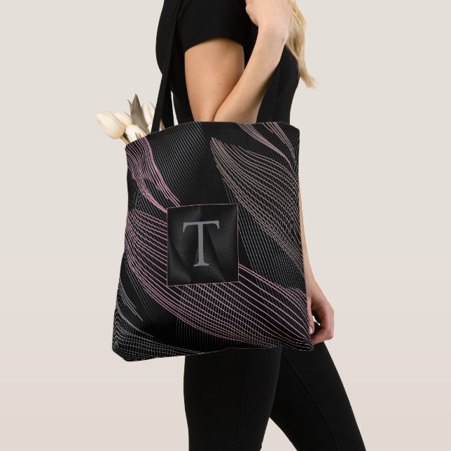 Bolsa Tote Linhas Botânicas Modernas Elegantes Cor-de-rosa Ci (Close Up)