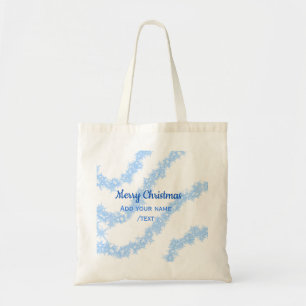 Bolsa Tote Linhas brilhantes de natal alegre azul adiciona no
