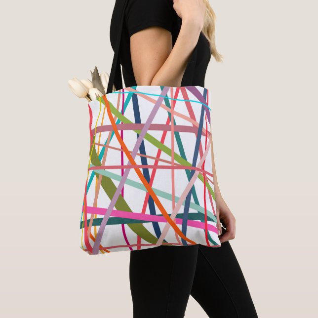 Bolsa Tote Linhas Coloridas (Close Up)