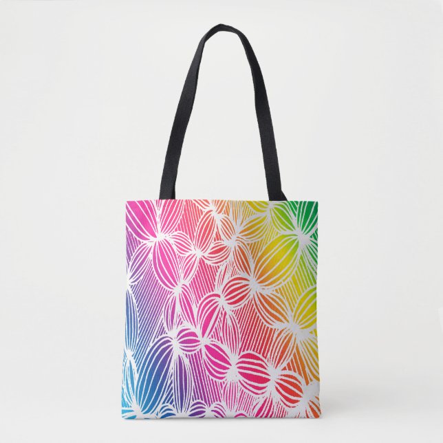 Bolsa Tote Linhas curvas de arco-íris (Frente)