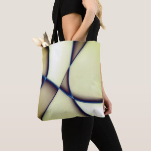 Bolsa Tote Linhas curvas escuras na sombra azul sobre o bege