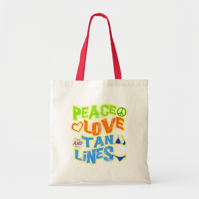 Bolsa Tote Linhas de Tan do amor da paz (Frente)